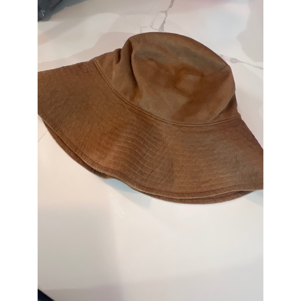 Wyeth Mens Faux Suede Bucket Hat Brown Camel Wide‎ Brim One Size OS